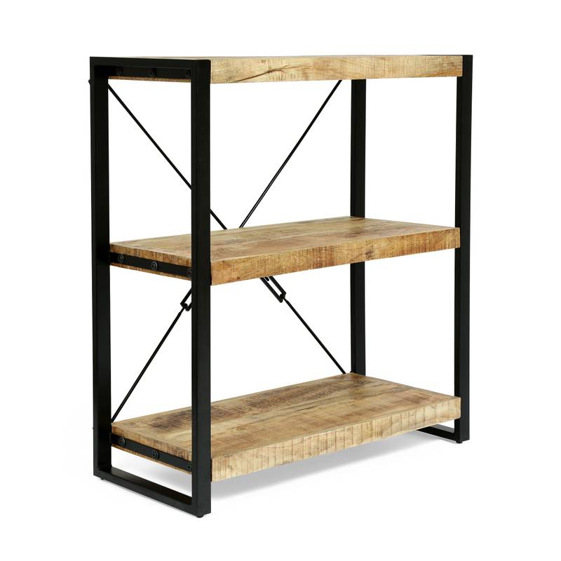 Rustic Iron & Wood Shelf Stand