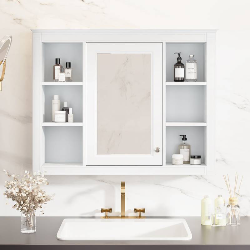 Stylish Wall-Mounted Bathroom Mirror Cabinet with Shelves