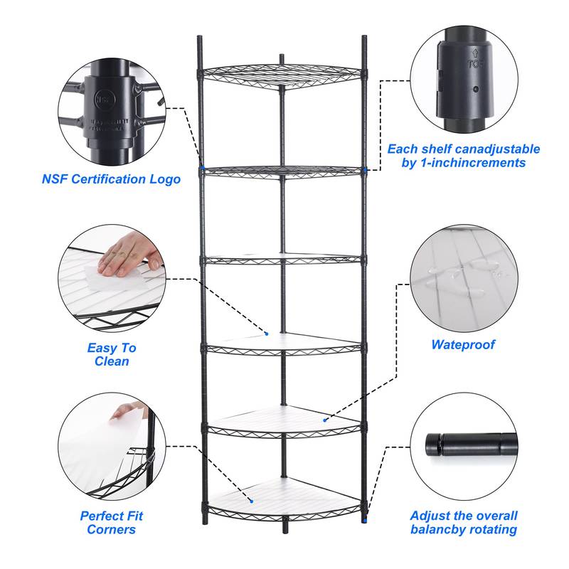 Corner Charm: Adjustable Heavy-Duty Wire Shelf Rack