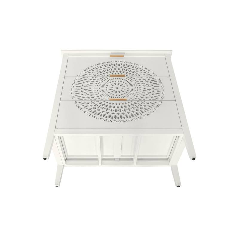 Chic Hollow-Carved 3-Drawer Storage Cabinet