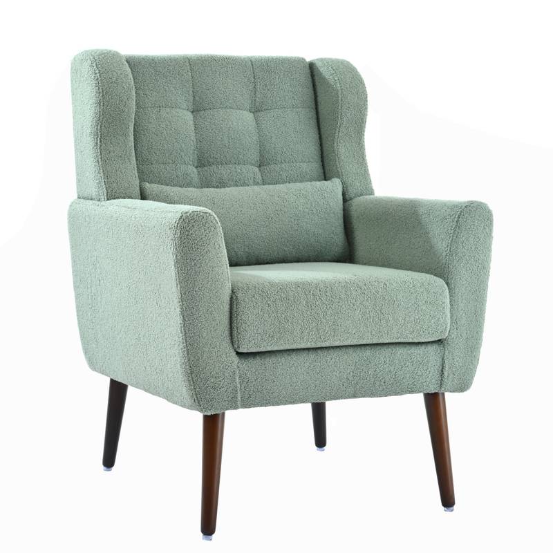 Cozy Teddy Accent Chair - Stylish Lounge Armchair in Light Green