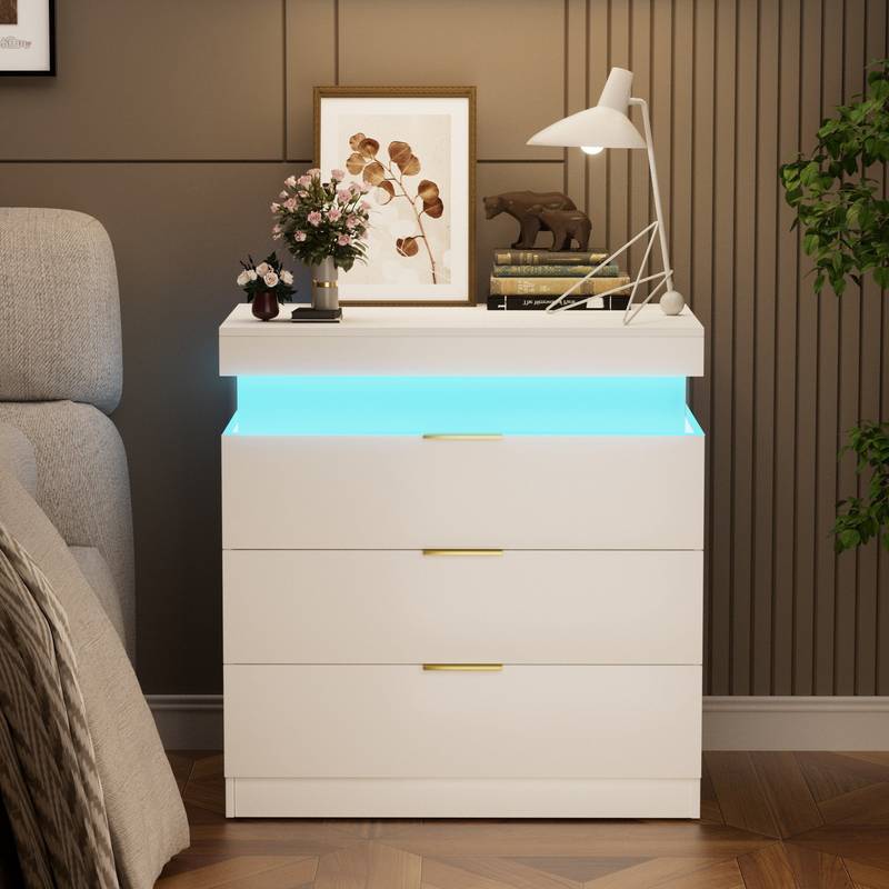 Dreamy Nightstand with Charging Hub & LED Glow