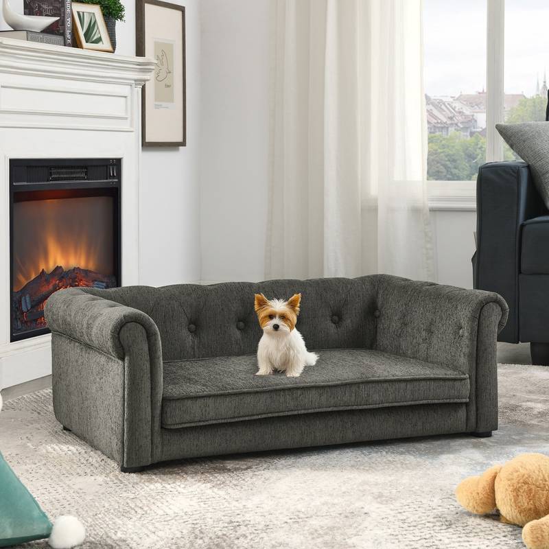 Chic Elevated Dog Couch - Stylish Comfort for Small and Medium Pups