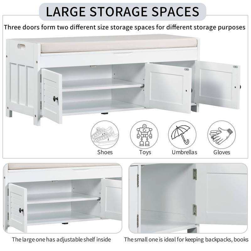 Chic Storage Bench with Cushion and Hidden Space