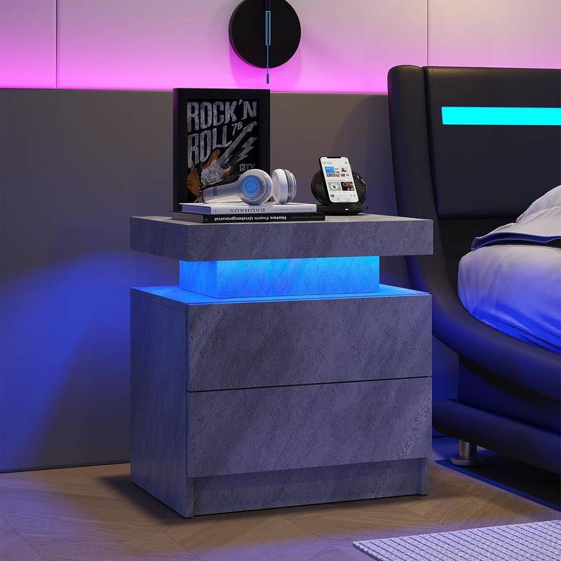 Sleek Glow Nightstand with Drawers