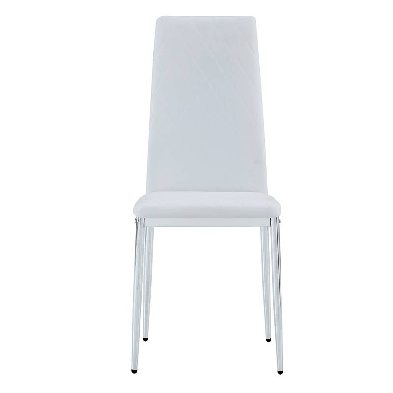 Chic Armless Dining Chair Set - Sleek Metal Legs & Modern White Design