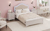 Cozy Glow Bedroom Set: Wood Bed with LED Headboard & Nightstands in Cream Grey