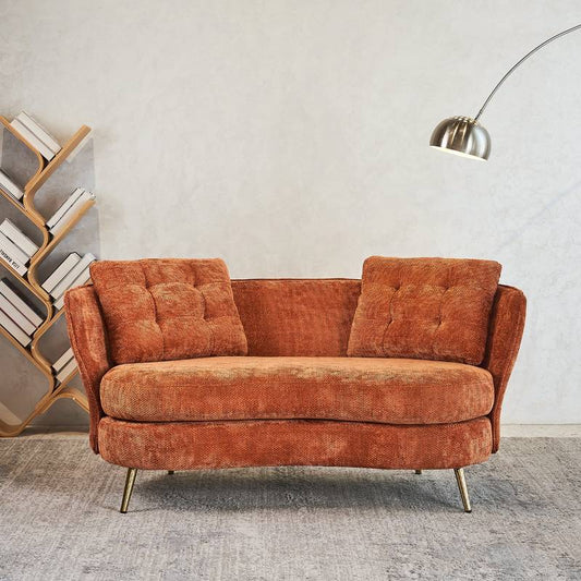 Chic Orange Loveseat with Gold Legs