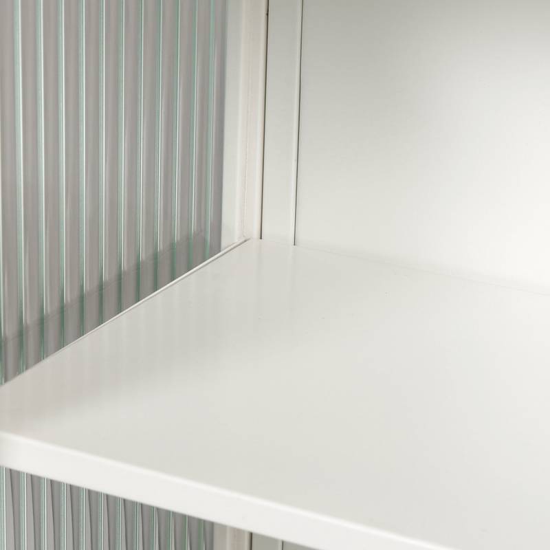 Sleek White Glass Cabinet - Stylish Storage for Every Space