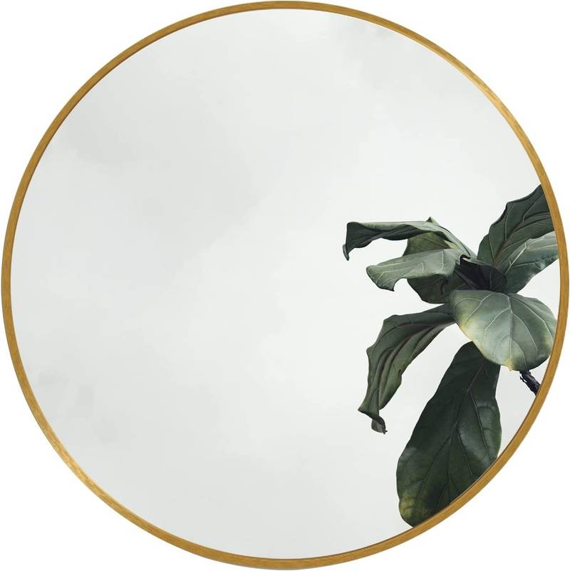 Gleaming Gold Round Bathroom Mirror