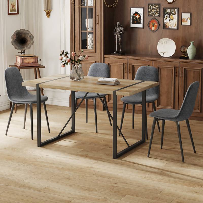 Rustic Modern Dining Set with Upholstered Chairs