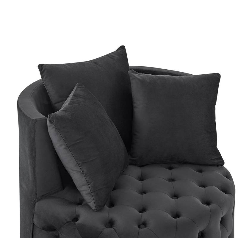 Cozy Velvet Swivel Chair with Tufted Design and Plush Pillows