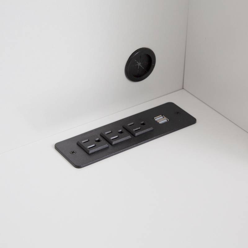 Stylish Study Desk with Hutch and Charging Ports