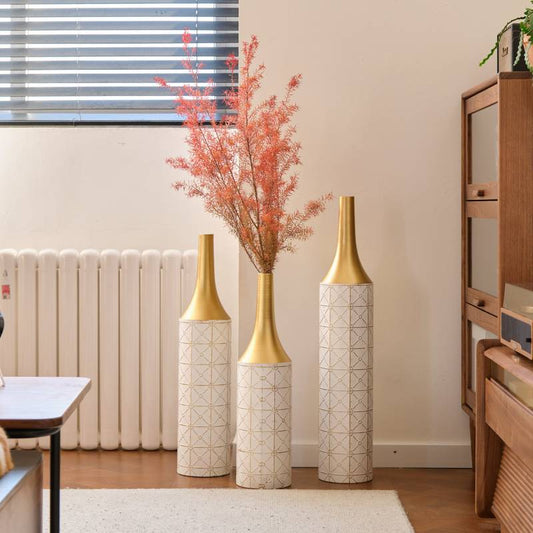 Gorgeous White Metal Vase Trio