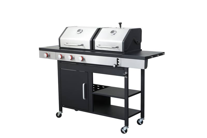 All-in-One Gas & Charcoal BBQ Grill with Side Burner