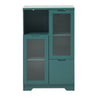 Chic Green Cabinet with Glass Doors and Open Storage