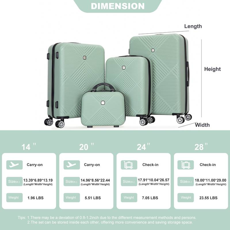 Olive Green Travel Set: Stylish Suitcase & Makeup Box Combo