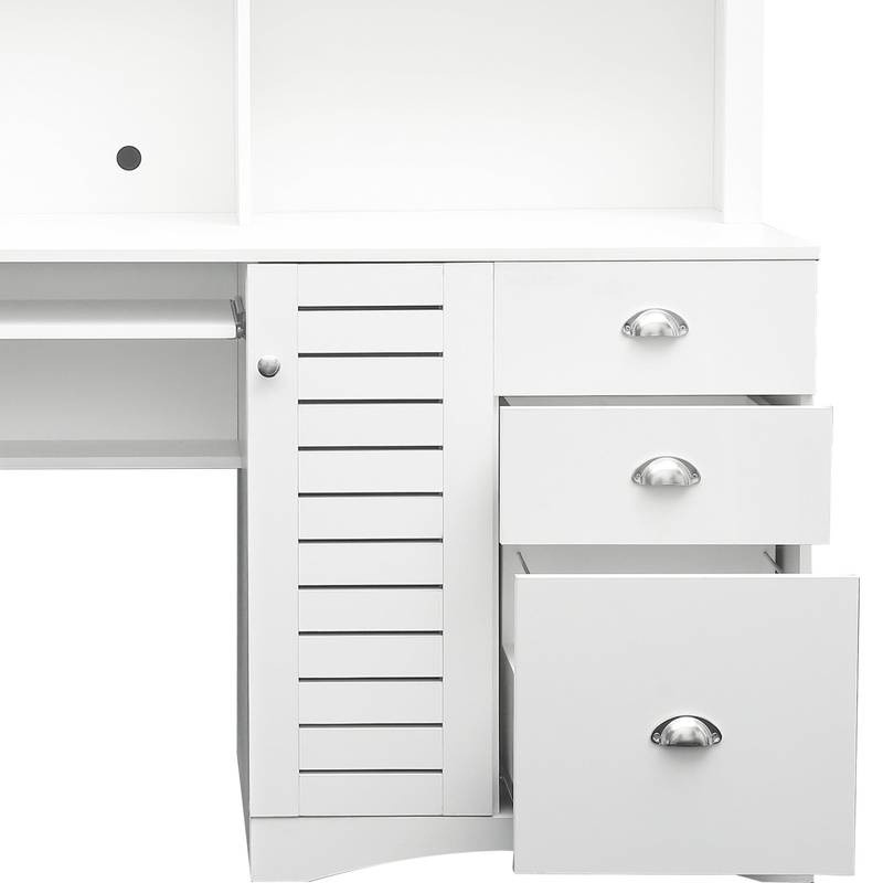 Charming White Home Office Desk with Hutch
