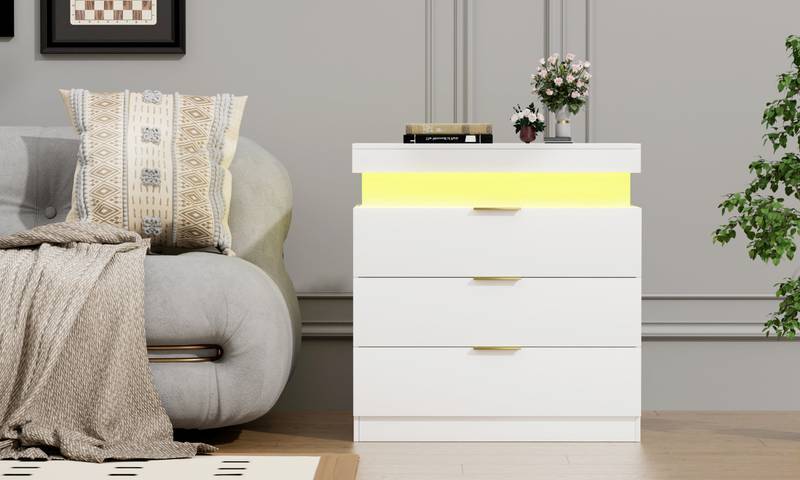 Dreamy Nightstand with Charging Hub & LED Glow