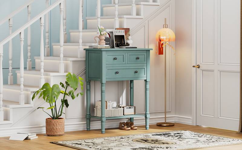 Charming Slim Console Table with Drawers