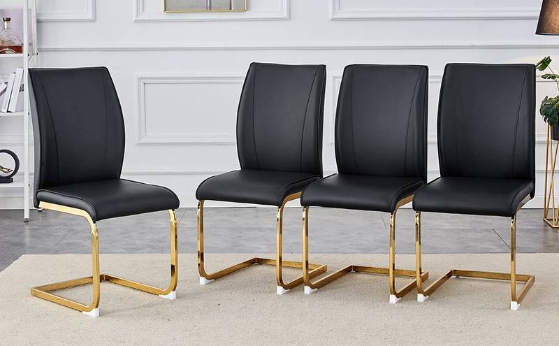 Chic Arch Dining Chairs - Set of Four Black Elegance