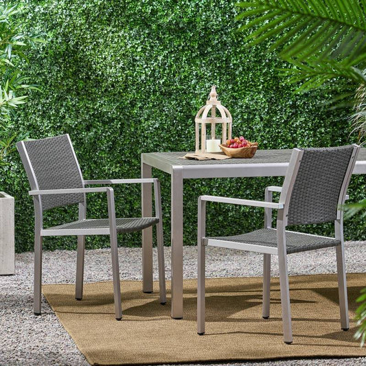 Cozy Grey Wicker Dining Chairs Set