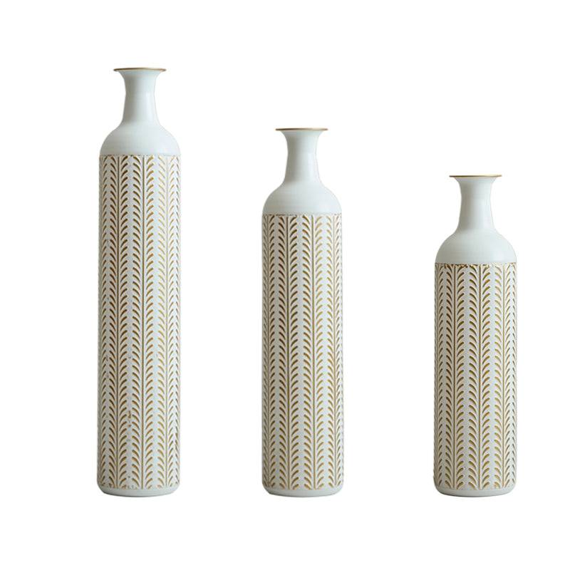 Chic White Metal Vase Set for Stunning Home Decor