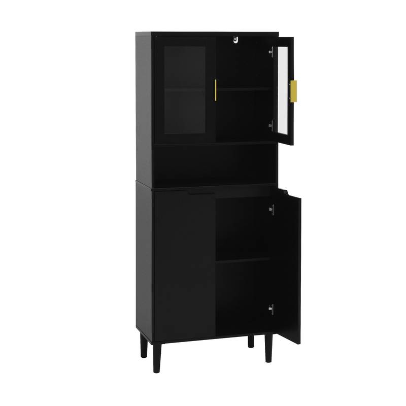 Sleek Adjustable Glass Door Bookcase - Black storage for Living & Bedroom