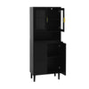 Sleek Adjustable Glass Door Bookcase - Black storage for Living & Bedroom