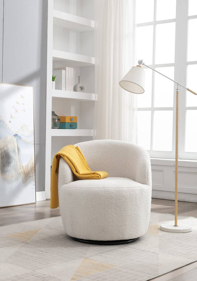 Cozy Ivory Swivel Accent Chair