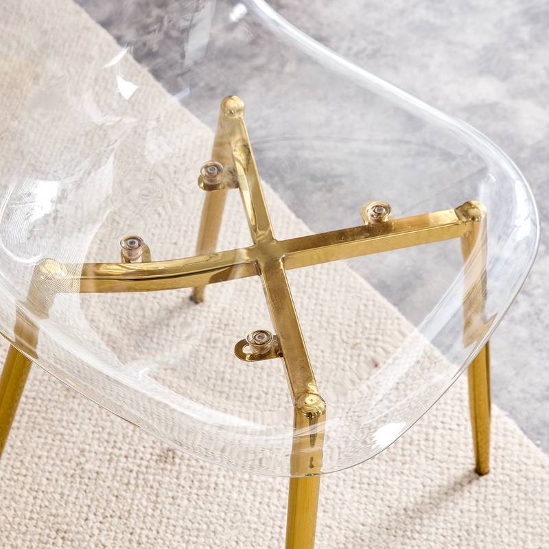 Chic Crystal Dining Chairs - Set of Four with Gold Legs
