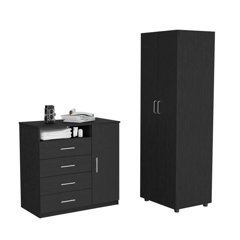 Chic Black Bedroom Duo: London Armoire & Rioja Dresser