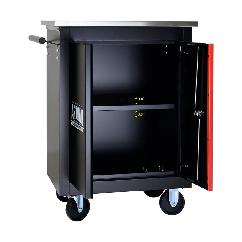 Versatile Double-Door Tool Cart - Black & Red