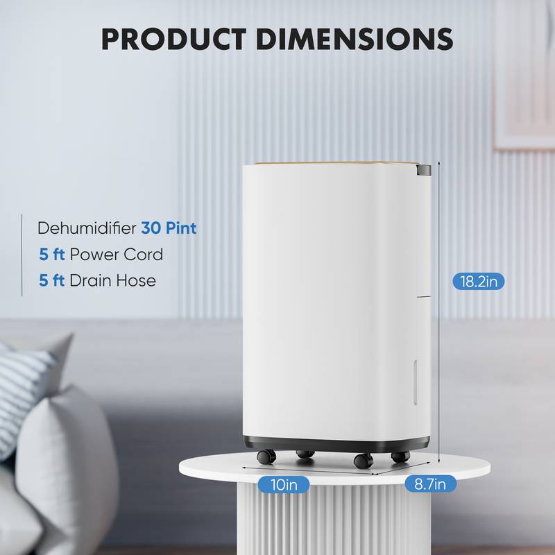 Ultimate Basement Dehumidifier with Drain Hose - Powerful Moisture Control for Home and Beyond