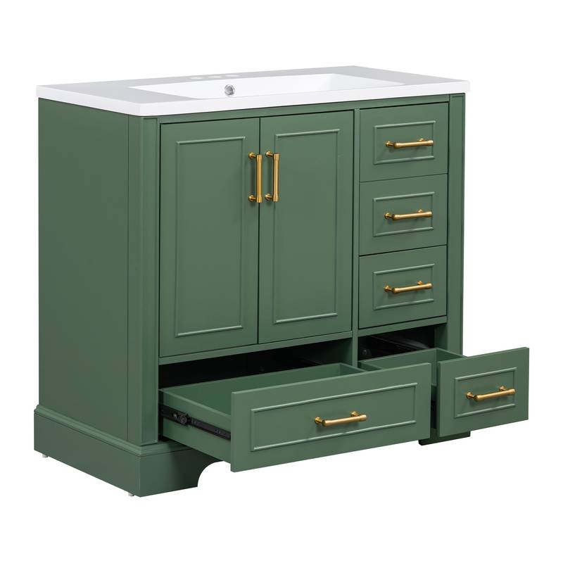 Charming Green Bathroom Vanity Set with Resin Sink