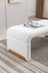 Chic Ivory Boucle Ottoman with Gold Legs