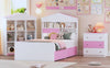 Charming Twin House Bed Set with Storage and Nightstand in Pink and White