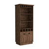 Dundee Tall Glass Bar Cabinet with Shelves and Cubbies