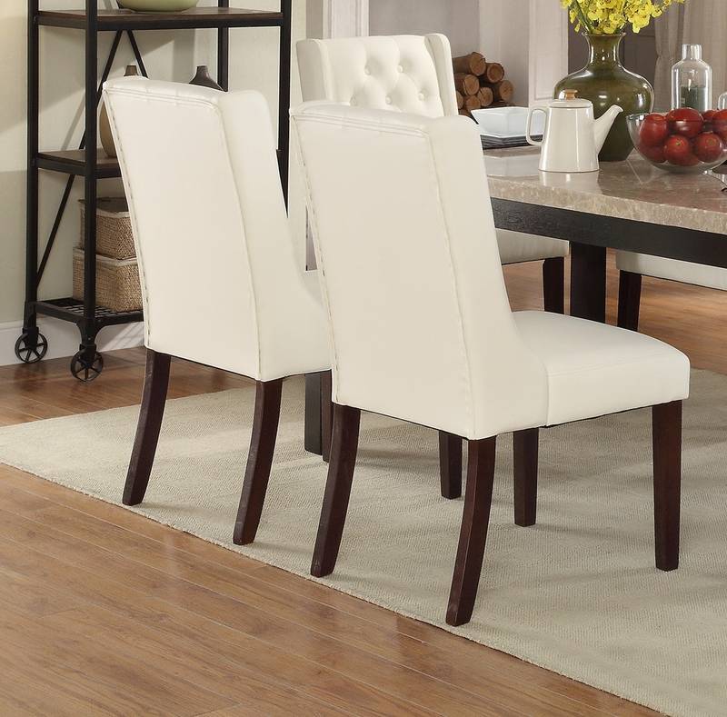 Chic White Tufted Faux Leather Dining Chairs - Set of Two