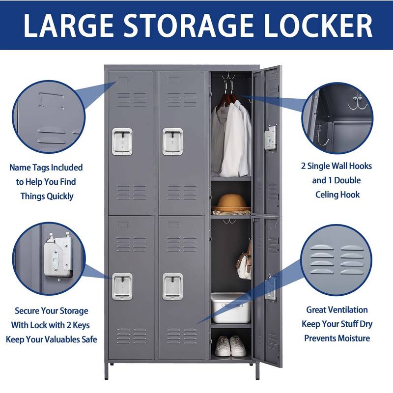 Stylish Gray Locker Storage for Home, Gym & Office