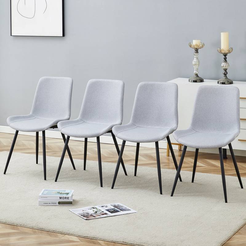 Cozy Linen-Cotton Dining Chair Set - Four Light Gray Beauties