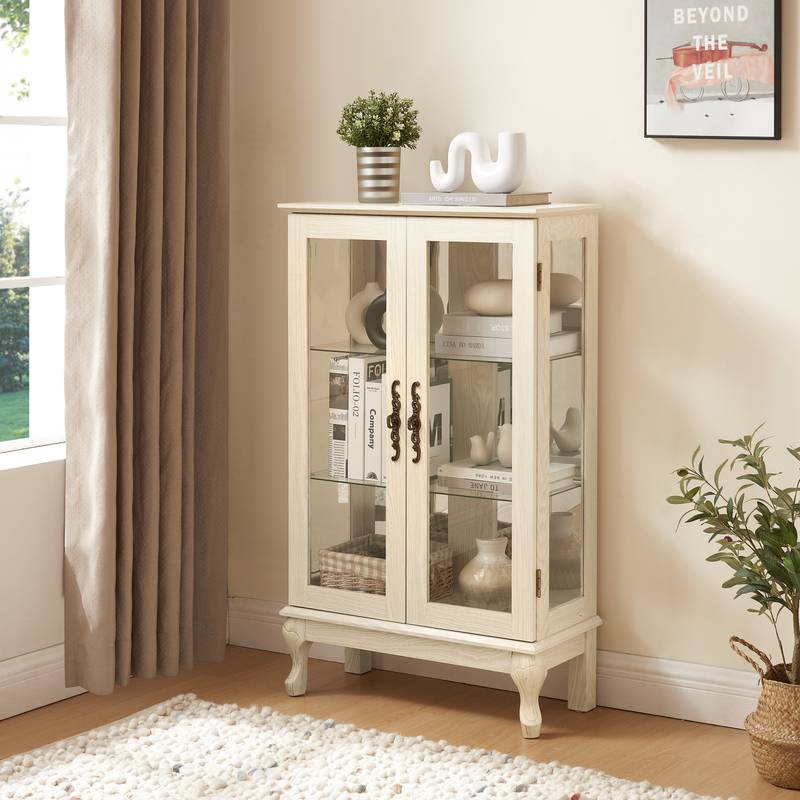 Elegant Lighted Curio Cabinet with Glass Doors