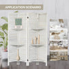 Chic White Folding Room Divider with Shelves