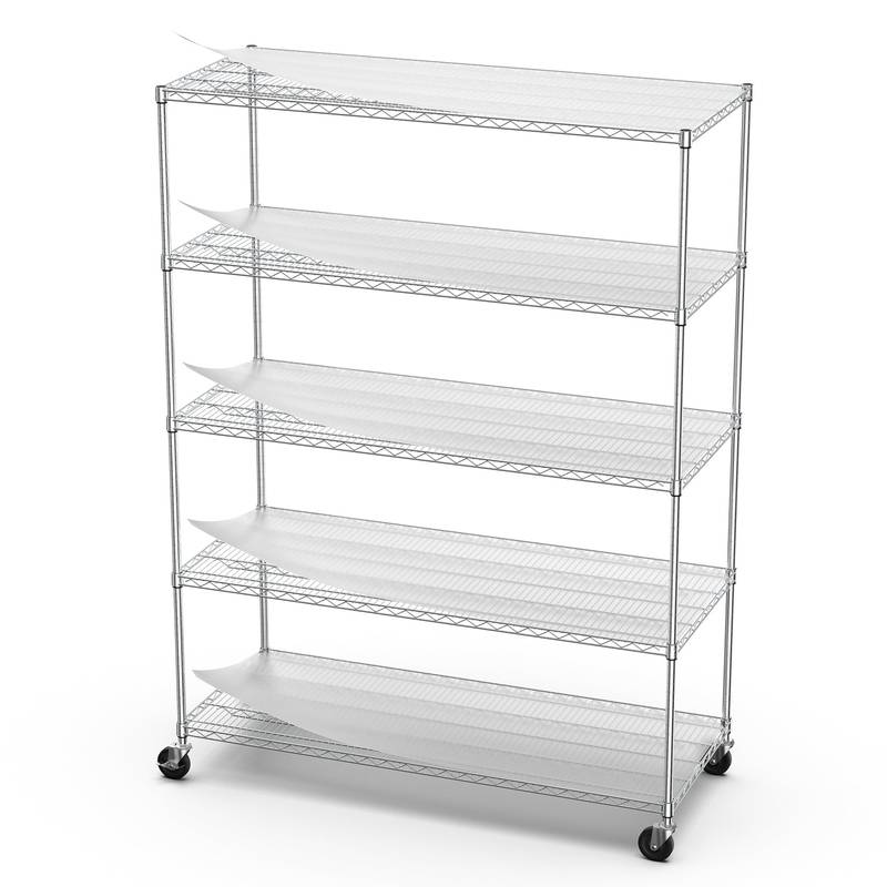 Sturdy Rolling Metal Storage Rack with Adjustable Shelves