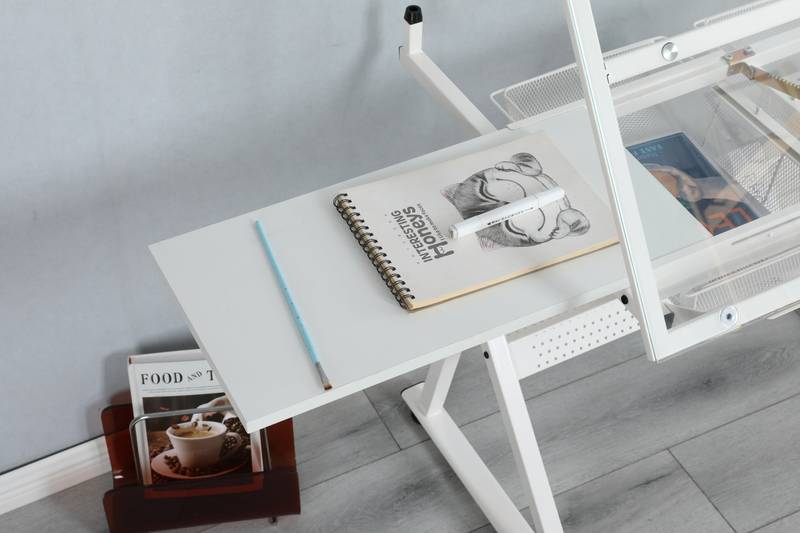 Versatile Glass Drafting Table & Chair Set