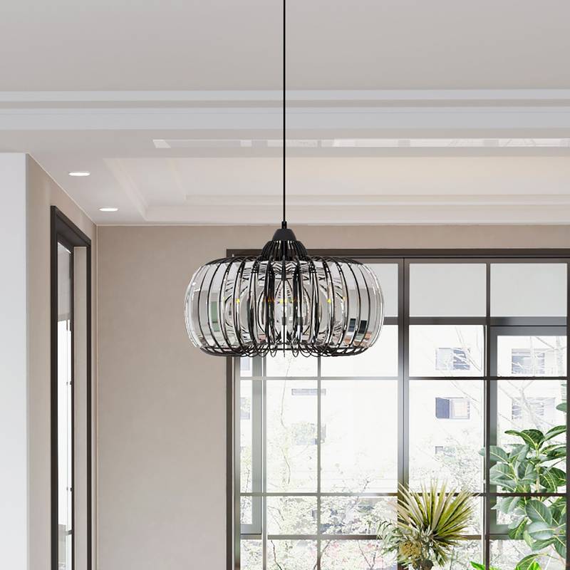 Sleek Black Crystal Chandelier - Dimmable & Color Adjustable Lighting Fixture