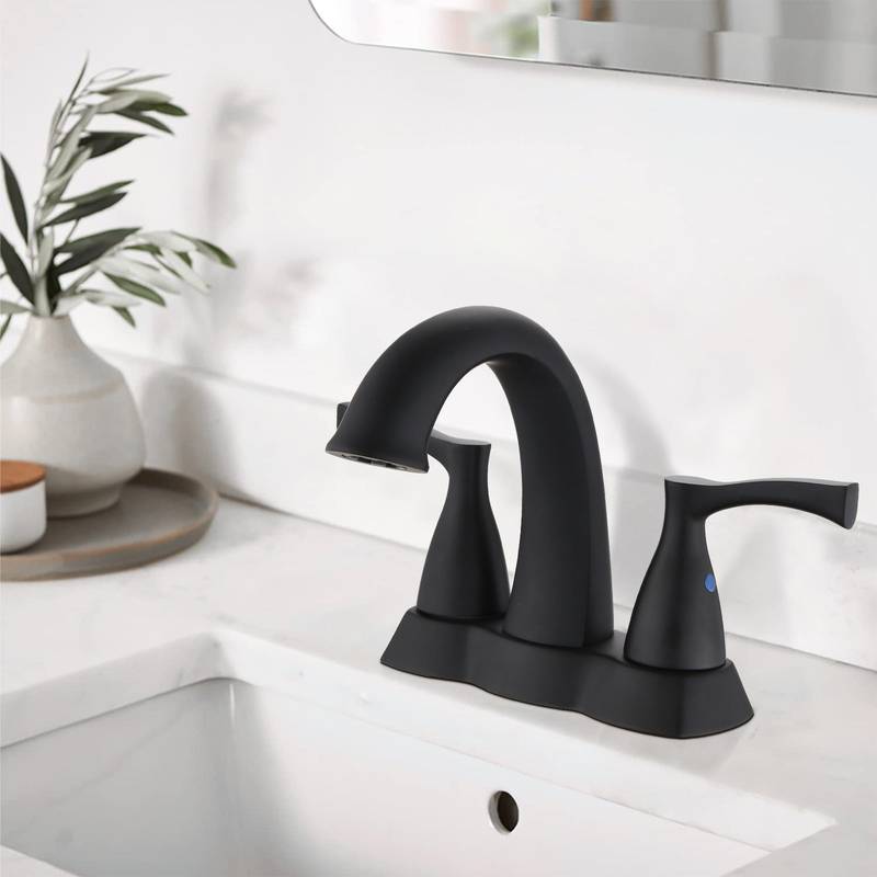 Sleek Matte Black Bathroom Faucet with Pop-Up Drain