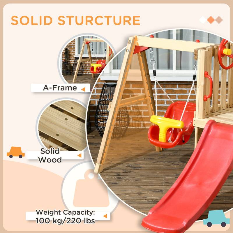 Adventure Zone: All-in-One Wooden Swing Set for Kids