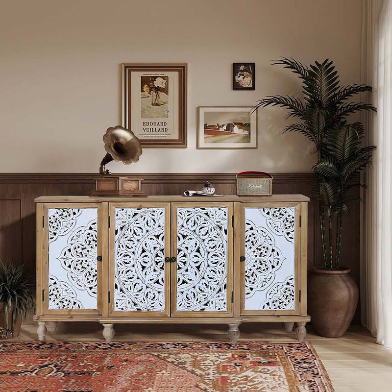 Charming Hollow-Carved Storage Cabinet
