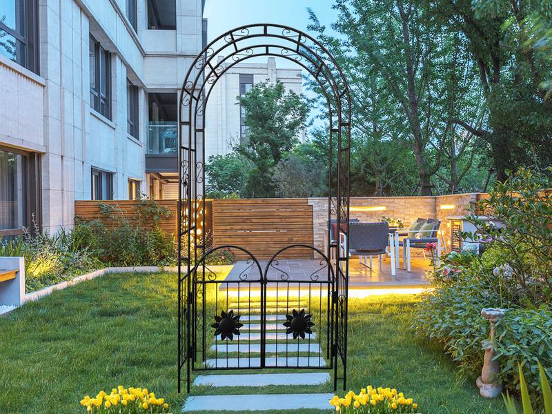 Elegant Garden Arch with Doors - Perfect for Climbing Plants and Special Events